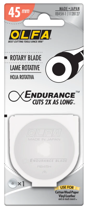 Olfa 45mm Tungsten Steel Endurance Rotary Blade, 1 or 2 pack