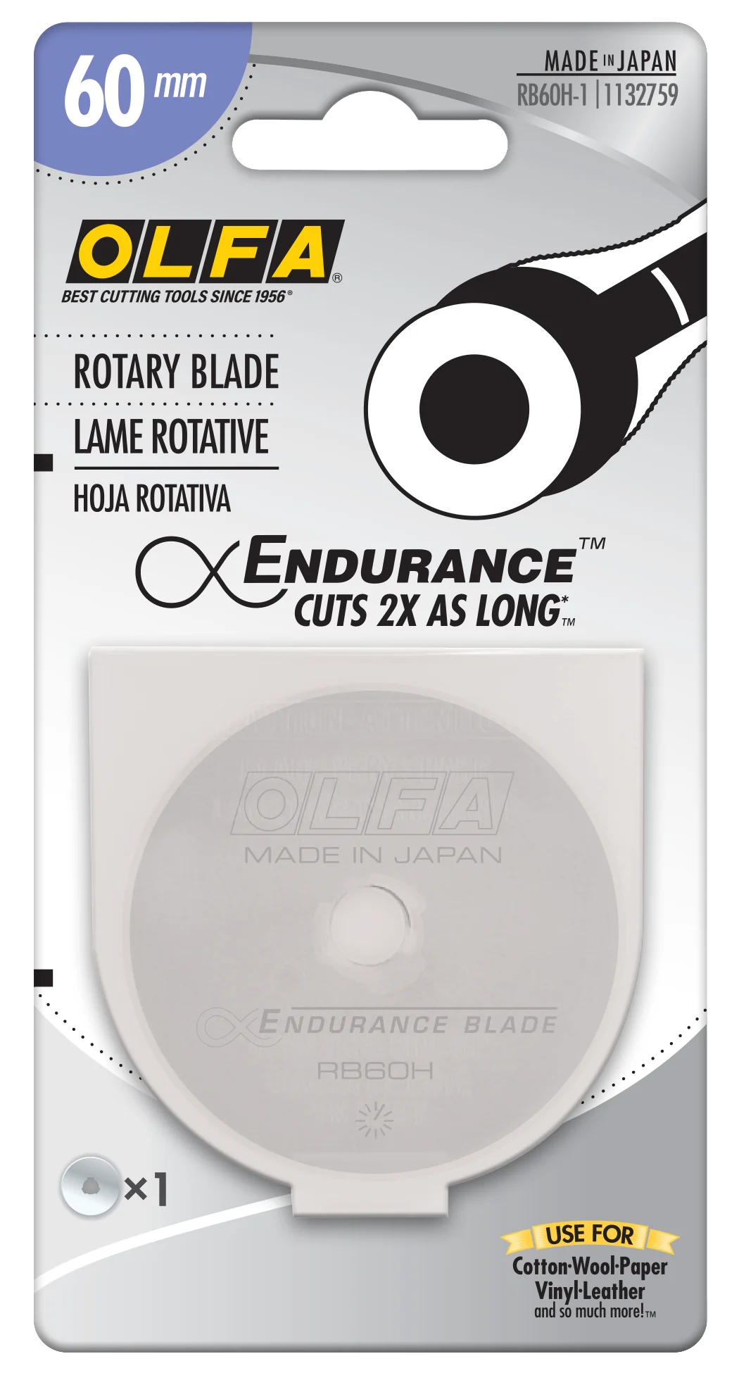 Olfa 60mm RB60H-1 Endurance Blade, 1 or 2 Pack