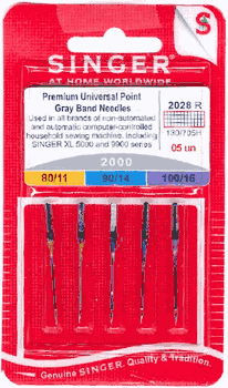Singer Chromium Regular Point Needle Assorted 5 Pack Size 80,90,100