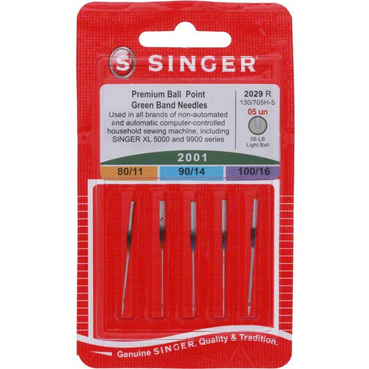 Singer Chromium Ball Point Needle Assorted 5 Pack Size 80,90,100