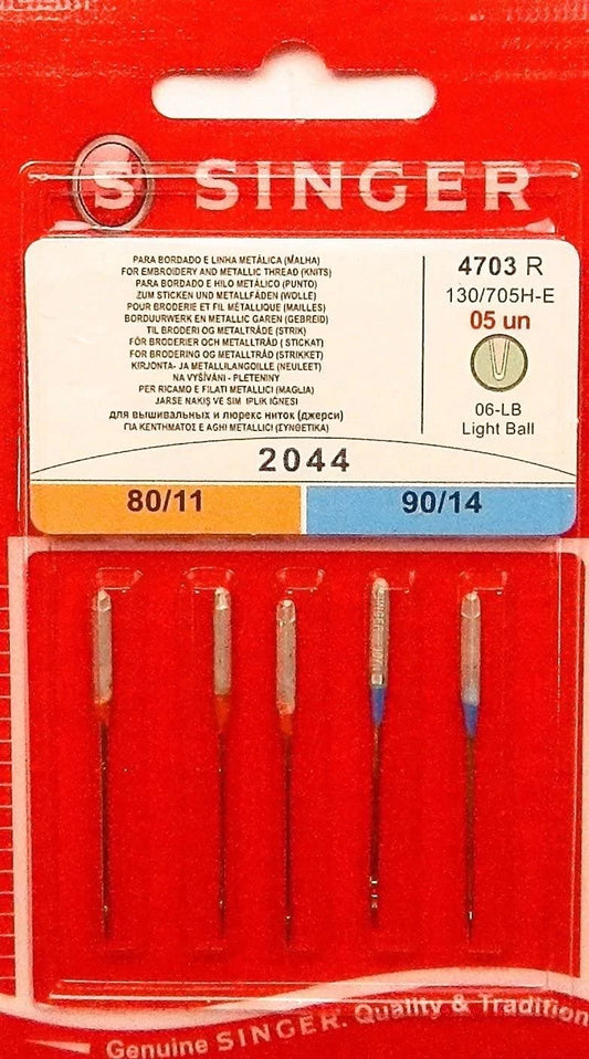 Singer Embroidery Needle Assorted 5 Pack Size 80, 90