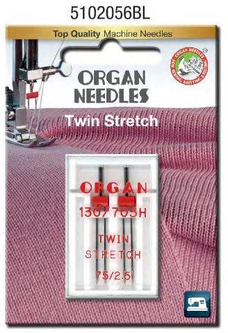 Organ Sewing Needle Twin Stretch Sizes 2.5mm and 4.0mm