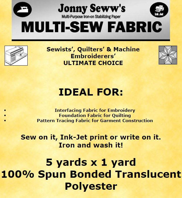 Jonny Seww's Multi-Sew Fabric 5yd x 1yd