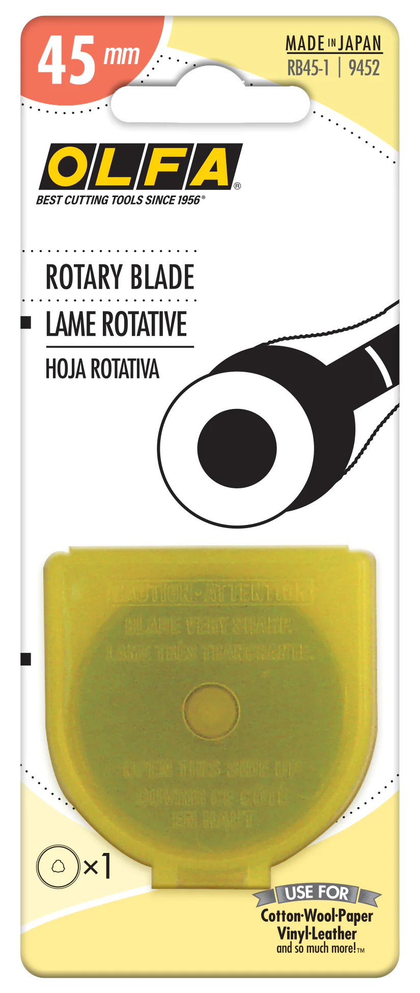 Olfa 45mm Tungsten Steel Replacement Rotary Blade - 1, 2, 5, or 10 Packs