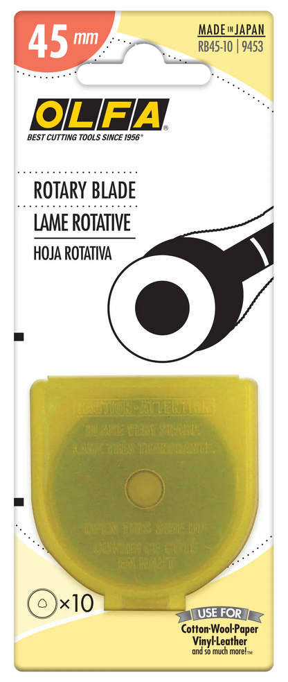 Olfa 45mm Tungsten Steel Replacement Rotary Blade - 1, 2, 5, or 10 Packs
