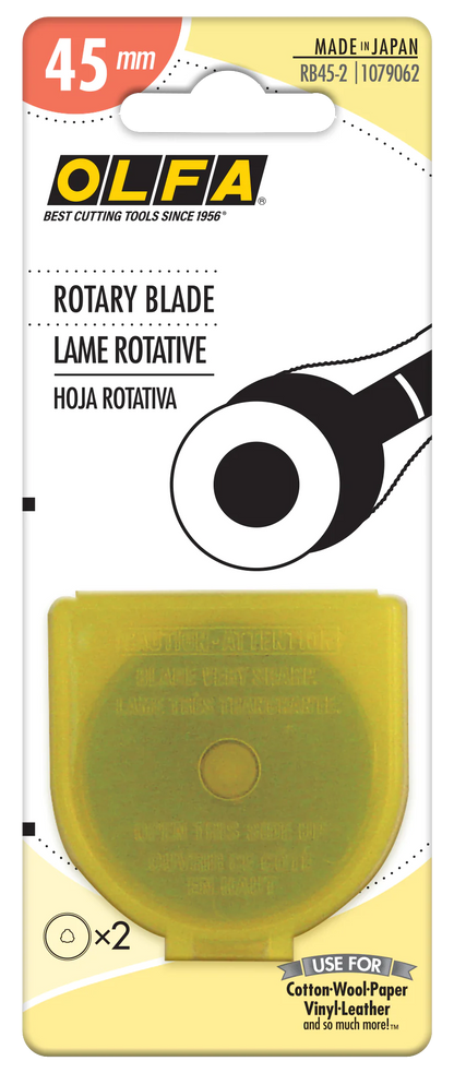 Olfa 45mm Tungsten Steel Replacement Rotary Blade - 1, 2, 5, or 10 Packs