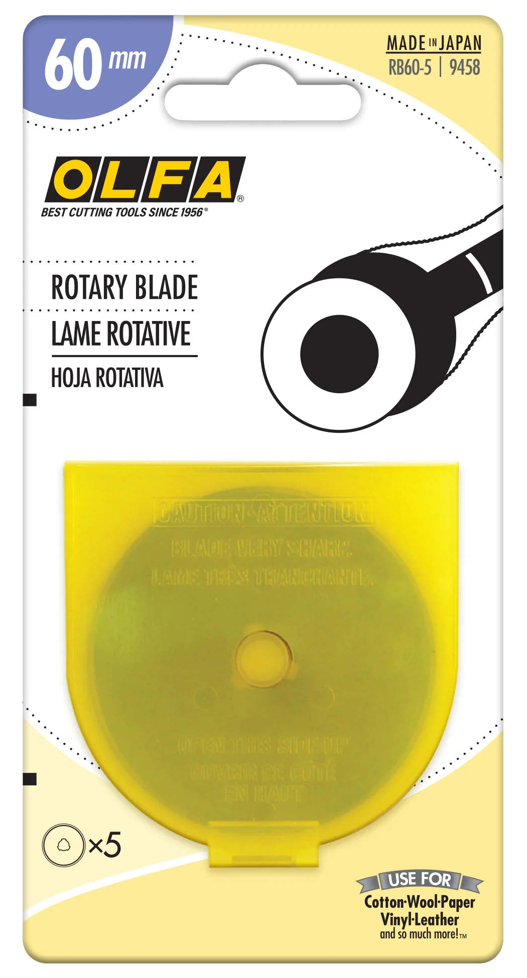 Olfa 60mm RB60 Tungsten Steel Rotary Blade 1 or 5 Pack