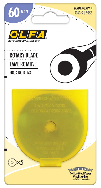 Olfa 60mm RB60 Tungsten Steel Rotary Blade 1 or 5 Pack