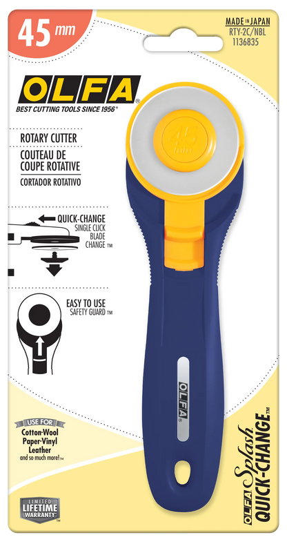 Olfa 45mm RTY-2C/NBL Quick-Change Rotary Cutter, Navy Blue